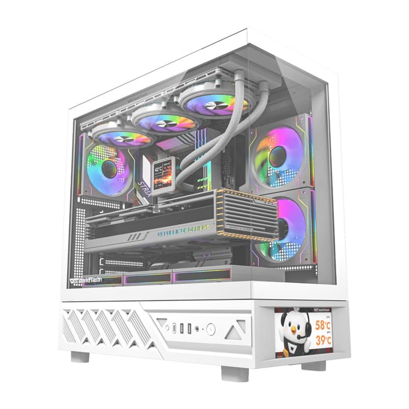 Θήκη υπολογιστή DarkFlash DS950V με οθόνη (λευκή) + 6 ανεμιστήρες