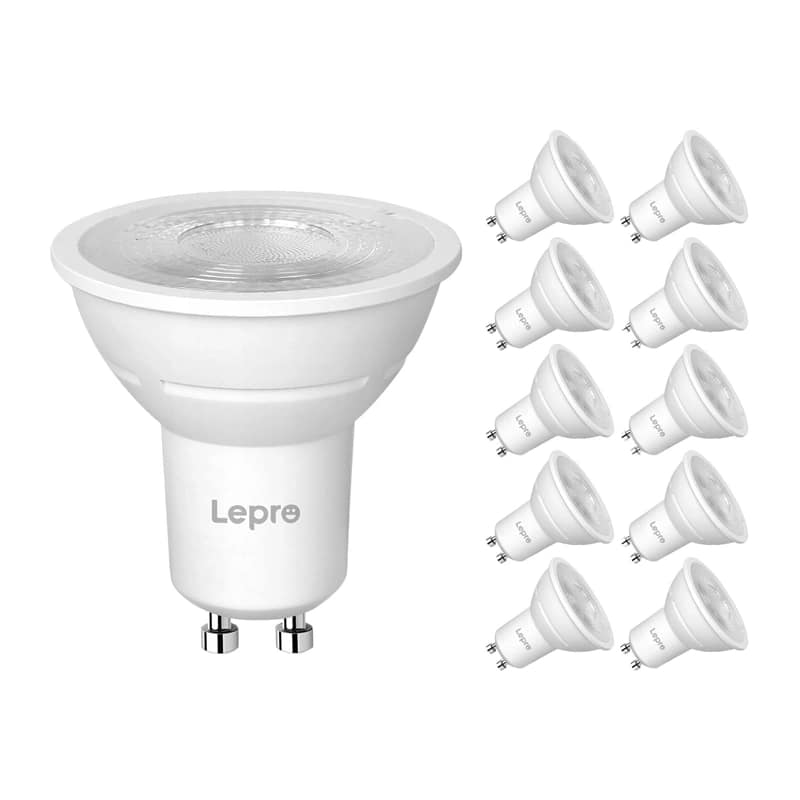 LEPRO 200084-WW-EU-10 Λάμπα LED με δυνατότητα ρύθμισης έντασης, βάση GU10, 4,5 W, 345 lm, 2700 K, 38°, συσκευασία των 10 τεμαχίων