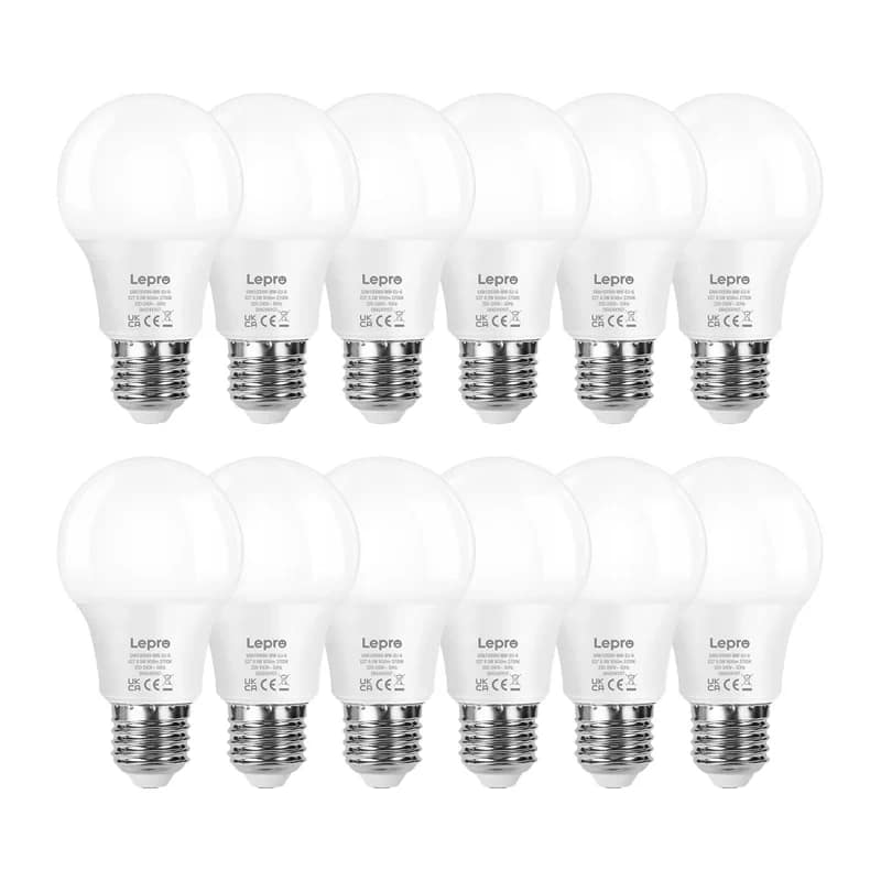 Λάμπα LED LEPRO 100089-WW-EU-12, E27, A60, 8,5 W (60 W), 806 lm, 2700 K (ζεστό λευκό), 180°, συσκευασία 12 τεμαχίων