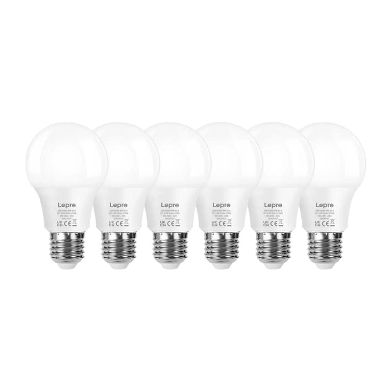 Λάμπα LED LEPRO 100089-WW-EU-6, E27, A60, 8,5 W (60 W), 806 lm, 2700 K (ζεστό), 180°, συσκευασία 6 τεμαχίων