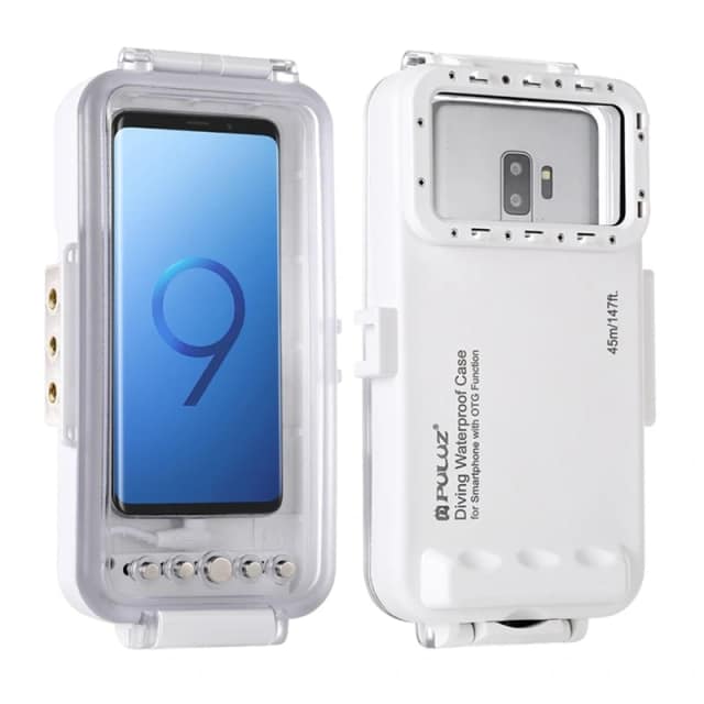 Αδιάβροχη θήκη Puluz (45 μ.) για smartphone με θύρα USB-C, για υποβρύχιες φωτογραφίες και βίντεο (Λευκό)