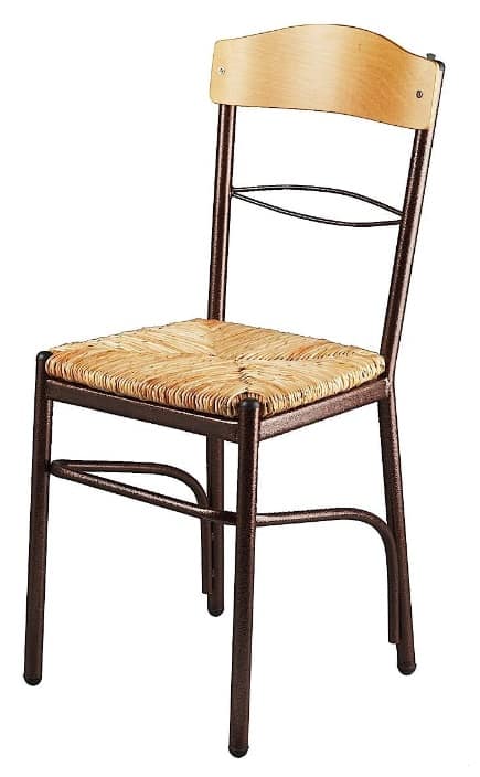 Καρέκλα με φυσική ψάθα σε χρώμα καφέ 40x36x90