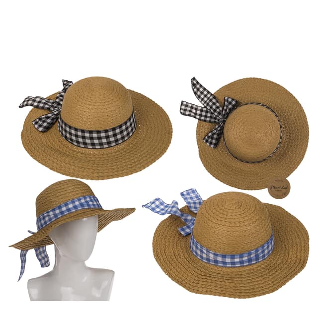 Καπέλο Ψάθινο Με Χρωματιστή Λωρίδα 98% Ψάθα/2% Polyester Μέγεθος One Size 37x37x12cm Σε 2 Χρώματα