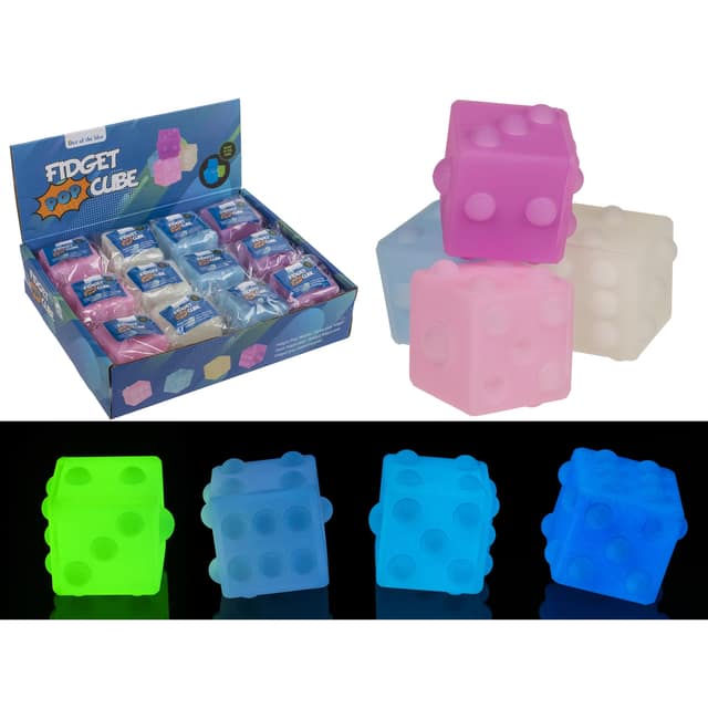 Παιχνίδι Fidget Κύβος Φωσφορίζει Στο Σκοτάδι 5cm Σε 4 Χρώματα