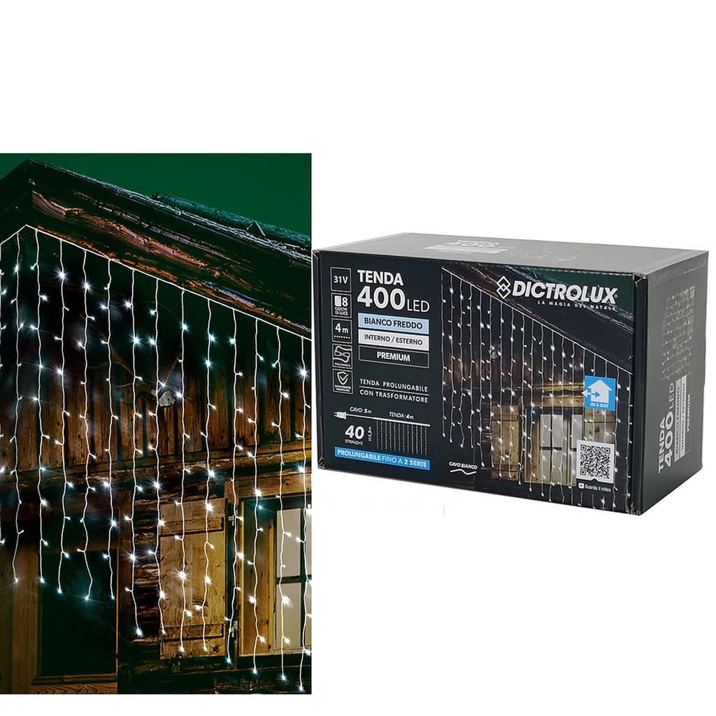 Χριστουγεννιάτικη Κουρτίνα Φωτισμού 400 LED Λευκό Ψυχρό 4x1.5m