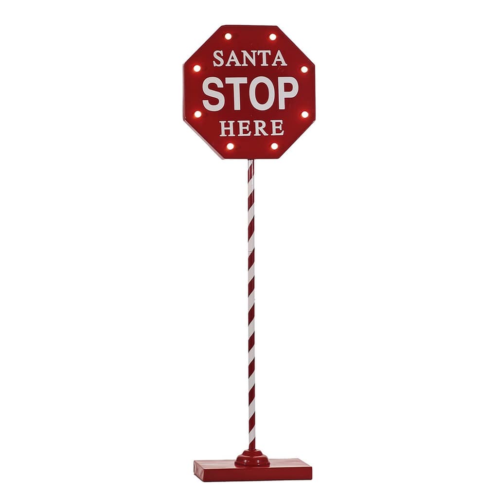 Χριστουγεννιάτικη Φωτιζόμενη Επιγραφή Santa Stop Here 110cm Με Μπαταρία