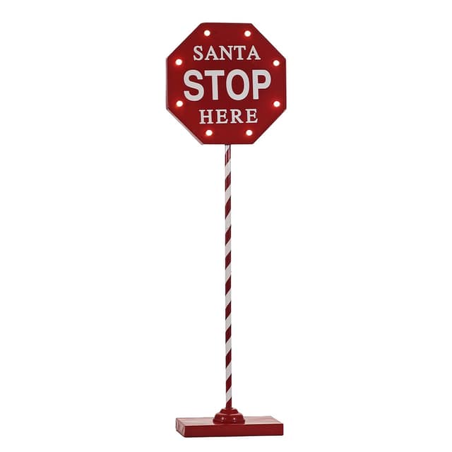 Χριστουγεννιάτικη Φωτιζόμενη Επιγραφή Santa Stop Here 110cm Με Μπαταρία