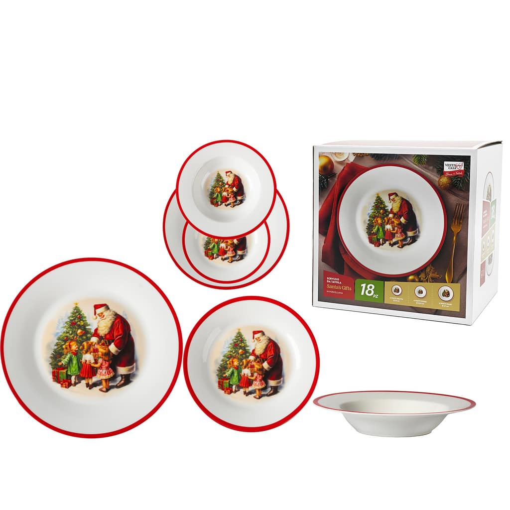 Χριστουγεννιάτικο Σερβίτσιο Φαγητού Santa's Gifts Πορσελάνη Σετ 18Τμχ