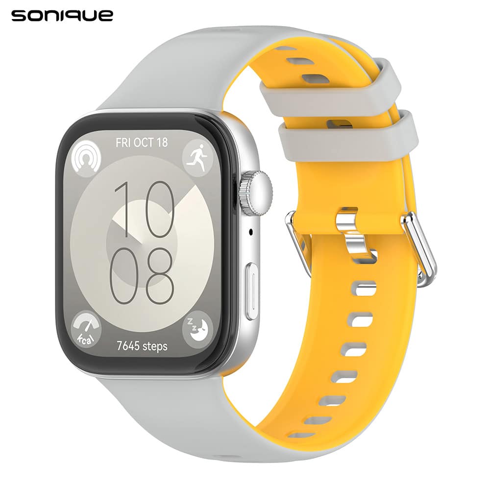 Λουράκι Σιλικόνης Soft Band Dual Sonique για Huawei Fit 3 / Fit 4 / Fit 5 Γκρι/Κίτρινο