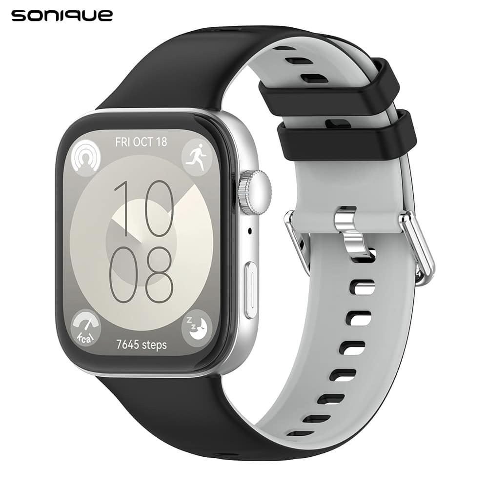 Λουράκι Σιλικόνης Soft Band Dual Sonique για Huawei Fit 3 / Fit 4 / Fit 5 Μαύρο / Γκρι