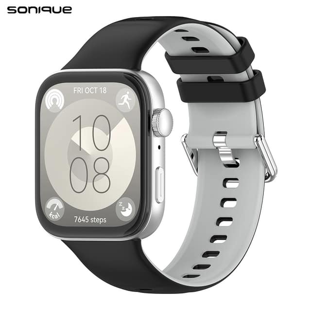 Λουράκι Σιλικόνης Soft Band Dual Sonique για Huawei Fit 3 / Fit 4 / Fit 5 Μαύρο / Γκρι