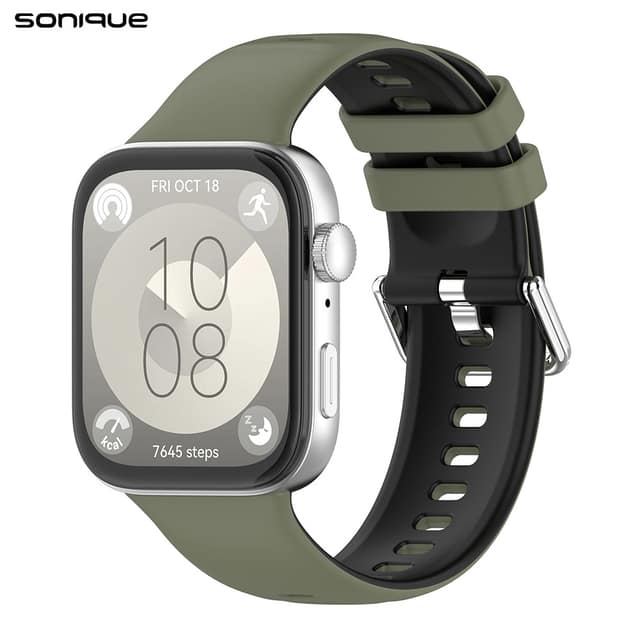 Λουράκι Σιλικόνης Soft Band Dual Sonique για Huawei Fit 3 / Fit 4 / Fit 5 Χακί / Μαύρο