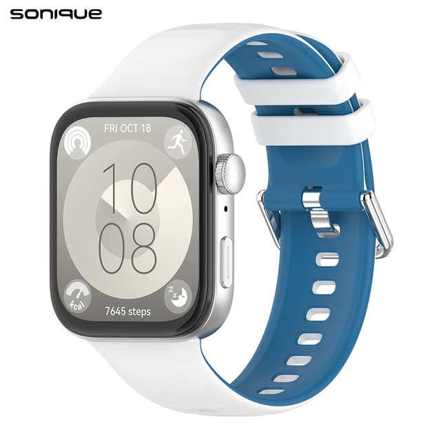 Λουράκι Σιλικόνης Soft Band Dual Sonique για Huawei Fit 3 / Fit 4 / Fit 5 Λευκό / Μπλε