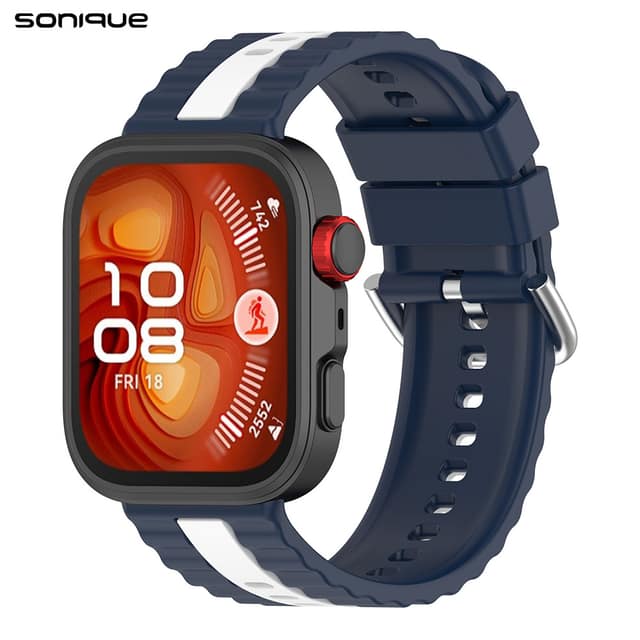 Λουράκι Σιλικόνης Trail Band Sonique για Huawei Fit 3 / Fit 4 / Fit 5 Μπλε Σκούρο/Λευκό