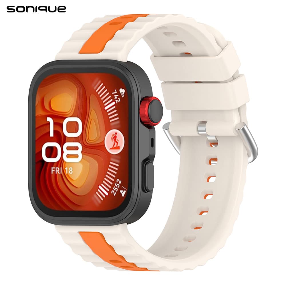Λουράκι Σιλικόνης Trail Band Sonique για Huawei Fit 3 / Fit 4 / Fit 5 Εκρού / Πορτοκαλί