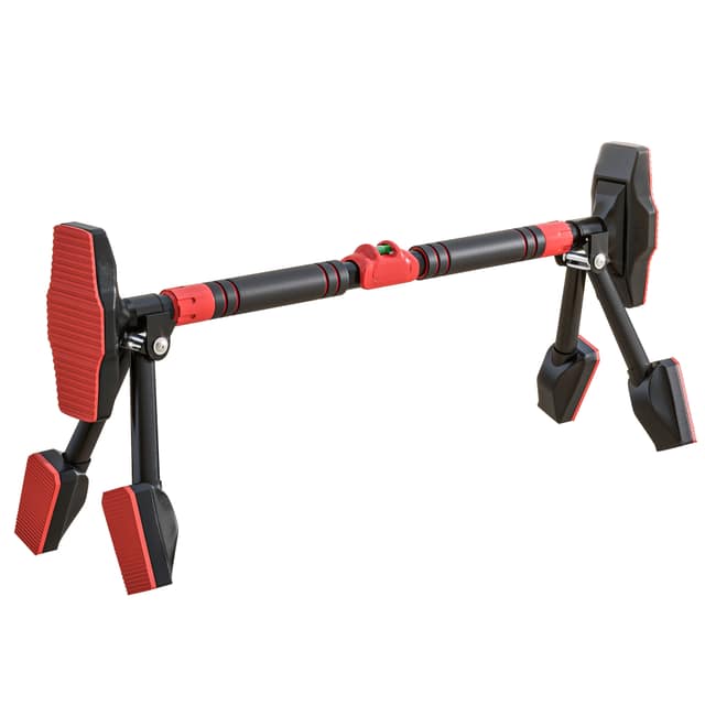Ράβδος έλξης, ρυθμιζόμενη 78-120cm, επίπεδος, υποστήριξη 6 σημείων, μέταλλο, μαύρο/κόκκινο