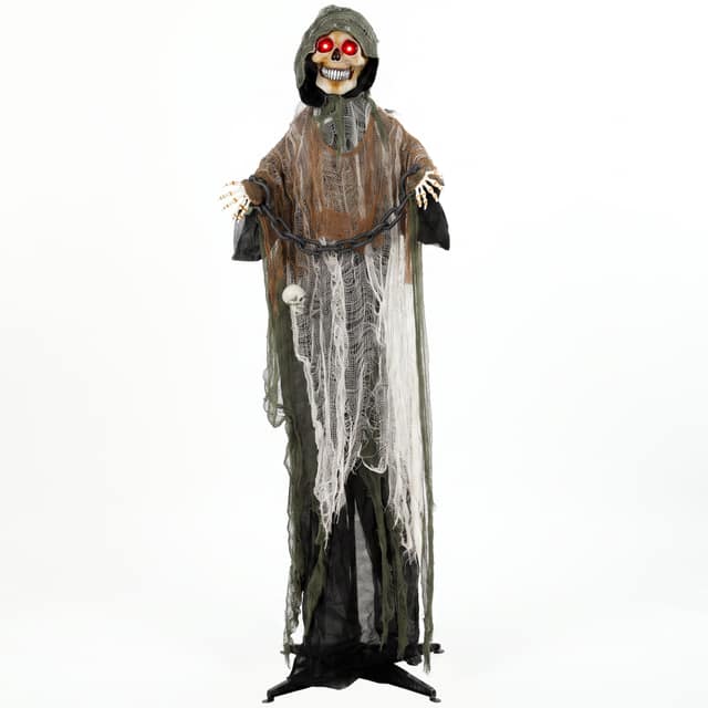Κινούμενος θεριστής, 170 cm, ρεαλιστικός Halloween Animatronic με κινούμενα χέρια/κεφάλι, φωτεινά μάτια και τρομακτικό ήχο