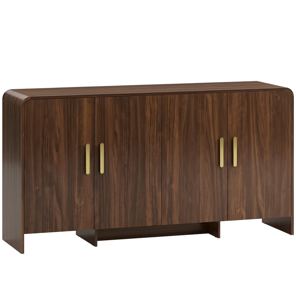 152 εκ. Μπουφές Küchenschrank με 4 πόρτες Soft-Close, TV-Schrank για Σαλόνι Κουζίνα, Καρυδιά