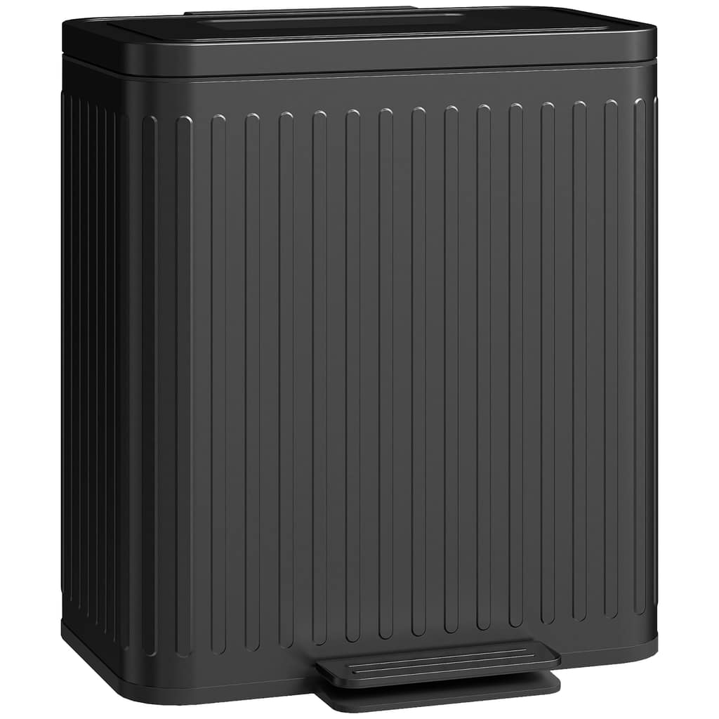Κάδος κουζίνας, 2 x 20 L-διαμερίσματα, αποτελεσματική διαλογή απορριμμάτων, πεντάλ, πλαστικό, μέταλλο, Μαύρο