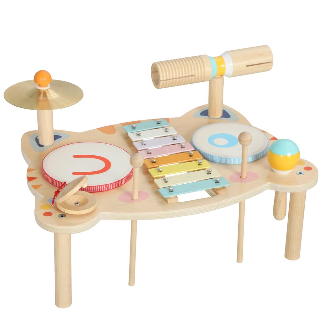 Παιδικό Τύμπανο 5-σε-1 Montessori Σετ Μουσικών Οργάνων με Τύμπανα Ξυλόφωνο Κρουστά για Παιδιά 1,5-6 Ετών