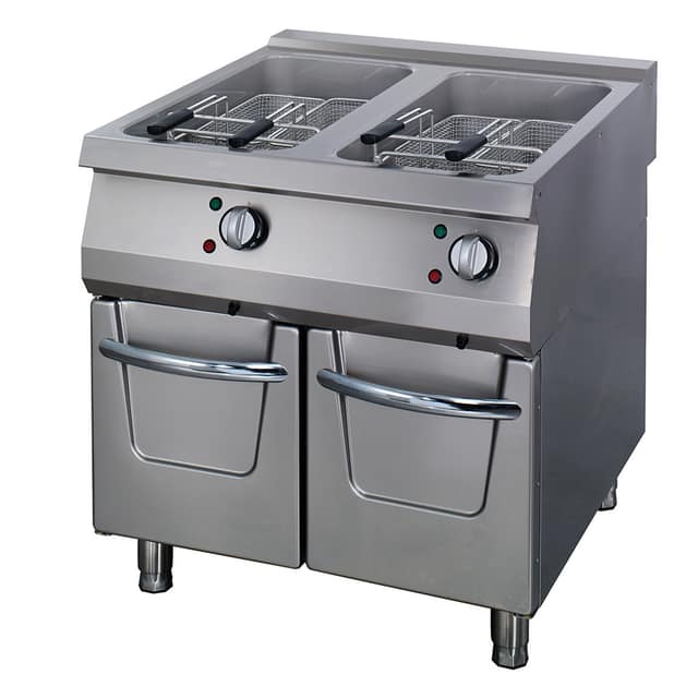 Premium Φριτέζα - 2 x 22L - Διπλή Μονάδα - 90cm Βάθος - με Βαλβίδα Αποχέτευσης - Ηλεκτρική