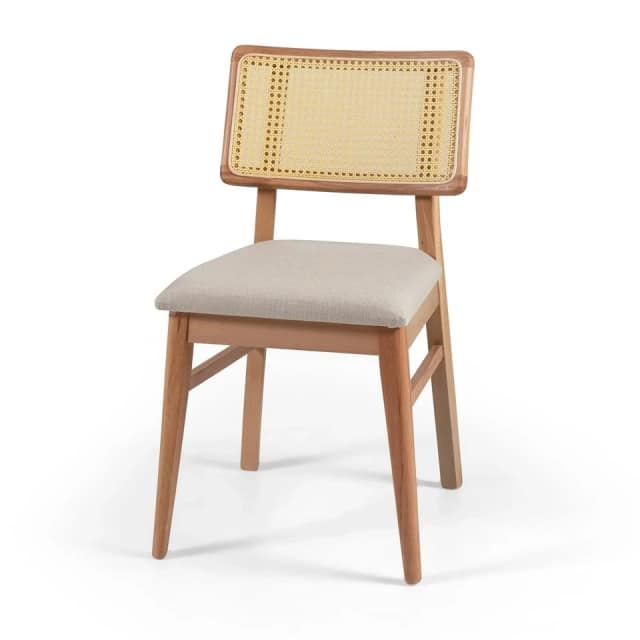 Ξύλινη φυσική καρέκλα κουζίνας με ψάθα 45x48x85 cm