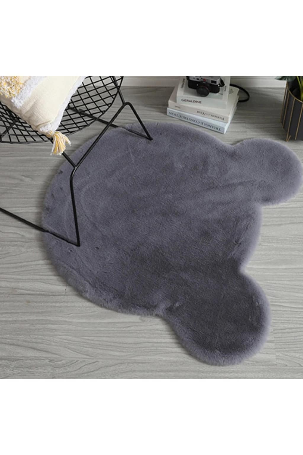 Πε plush χαλί με φιγούρα αρκούδας για υπνοδωμάτιο και σαλόνι αντιολισθητικό μοντέρνο στρογγυλό 50x50x12 cm