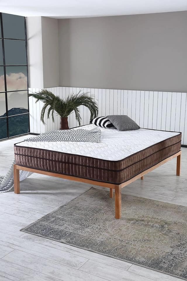 Ορθοπεδικό Στρώμα Bamboo Ruyasi Σκληρό -Λευκό Καφέ 120x200x21 cm