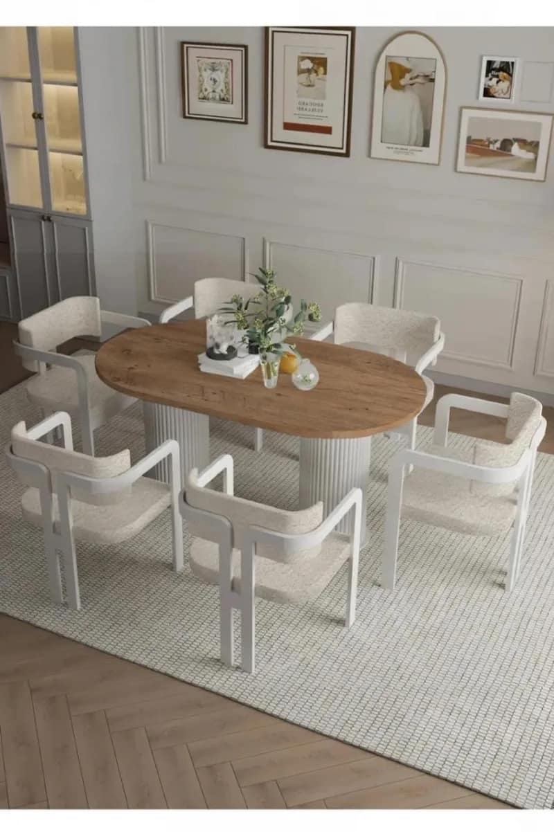 Σετ Τραπεζαρίας με 6 Καρέκλες Δρυς 80x160 cm