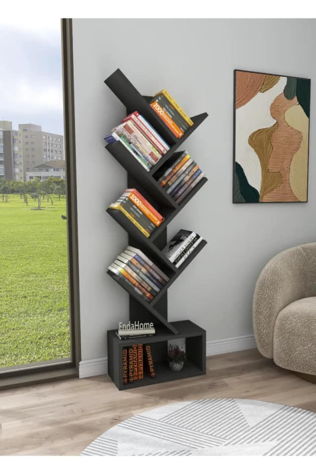 Βιβλιοθήκη με 8 ράφια σε ζιγκ ζαγκ σχέδιο (21 cm) 40x21x140 cm