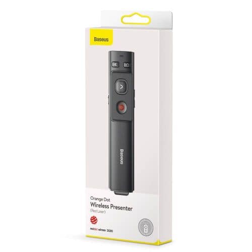 Baseus Laser Ασύρματος Παρουσιαστής Πορτοκαλί Σημείο Τηλεχειριστήριο για PPT, Κόκκινη δέσμη, Γκρι (ACFYB-0G)