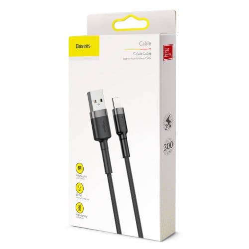 Baseus Καλώδιο Lightning Cafule, 2A, 3m Γκρι/Μαύρο (CALKLF-RG1)