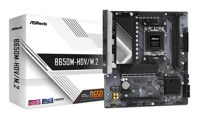 Mainboard ASROCK AMD B650, SAM5, Micro-ATX, Memory DDR5, Memory slots 2, 1xPCI-Express 4.0 1x, 2xPCI-Express 4.0 16x, 1xM.2, 1xHDMI, 1xDisplayPort (B650M-HDV/M.2)