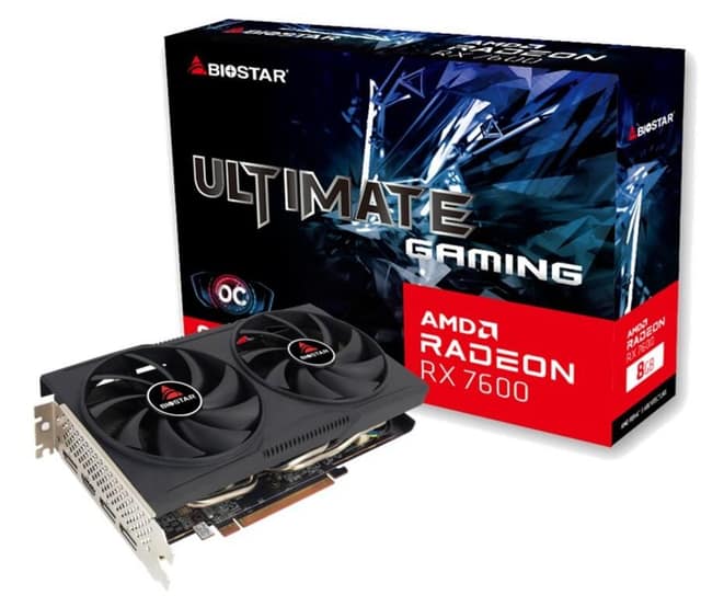 Graphics Card BIOSTAR AMD, Radeon RX 7600, 2318 MHz, 8 GB, GDDR6, 128 bit, PCI Express 4.0, Active (VA76S6RM81)