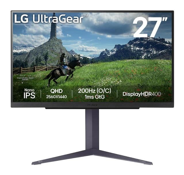 Οθόνη LCD LG 27", Panel IPS, 2560x1440, 16:9, 180Hz, 1 ms, Pivot, Ρυθμιζόμενο ύψος, Κλίση, Χρώμα Μαύρο (27GS85Q-B)