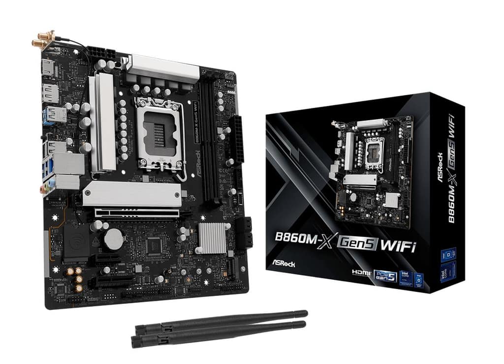 Μητρική πλακέτα ASROCK Intel B860, LGA 1851 (Socket V1), micro ATX, RAM DDR5-SDRAM, 2xSlots, Wi-Fi Ναι, Bluetooth Ναι, 1xΑριθμός υποδοχών M.2 (M) (B860M-XGEN5WIFI)