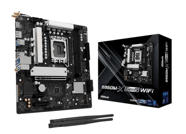 Μητρική πλακέτα ASROCK Intel B860, LGA 1851 (Socket V1), micro ATX, RAM DDR5-SDRAM, 2xSlots, Wi-Fi Ναι, Bluetooth Ναι, 1xΑριθμός υποδοχών M.2 (M) (B860M-XGEN5WIFI)