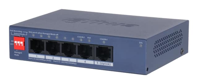Switch DAHUA DH-CS4005-4ET1GT-36, Επίπεδο Switch L2, 4xRJ-45 θύρες, Τύπος Θυρών RJ-45 Fast Ethernet (10/100)