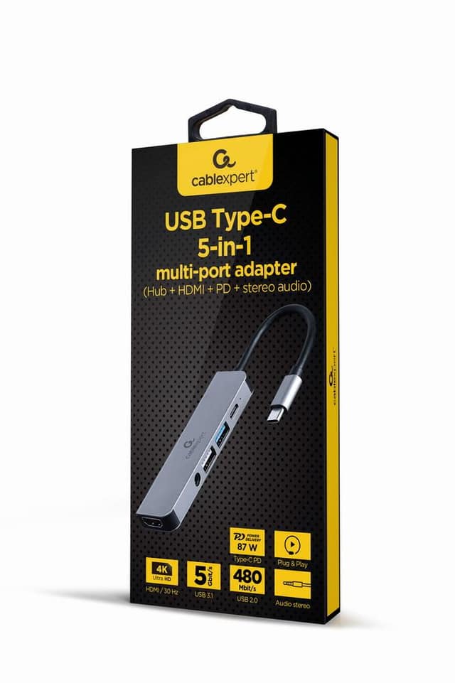Προσαρμογέας I/O USB-C σε HDMI/USB3/5IN1 A-CM-COMBO5-02 GEMBIRD