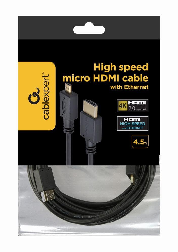 ΚΑΛΩΔΙΟ HDMI-MICRO HDMI 4.5M/V.2.0 ΜΑΥΡΟ CC-HDMID-15 GEMBIRD