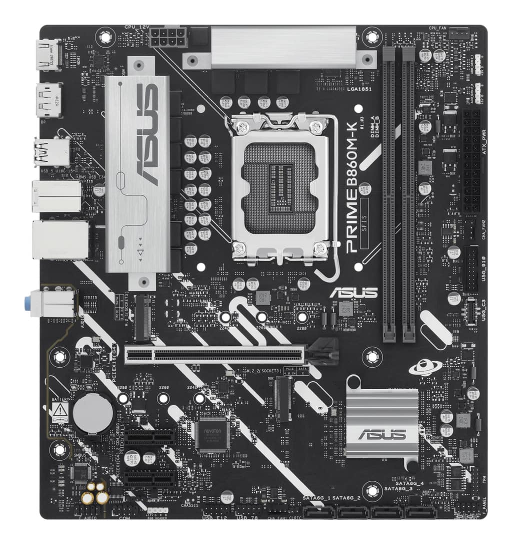 Μητρική Κάρτα ASUS Intel B860 Express, LGA1851, Micro-ATX, Μνήμη DDR5, Θέσεις μνήμης 2, 2xPCI-Express 4.0 1x, 1xPCI-Express 4.0 16x, 2xM.2, 1xHDMI (PRIMEB860M-K)