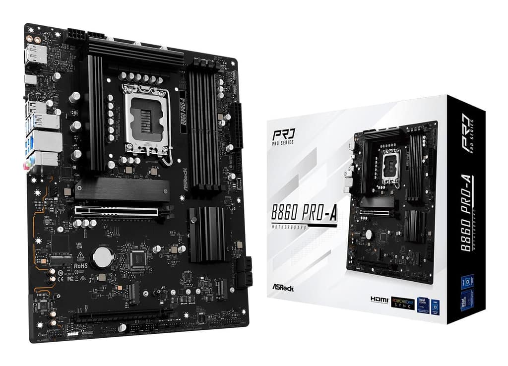 Μητρική Κάρτα ASROCK Intel B860 Express, LGA1851, ATX, Μνήμη DDR5, Θέσεις μνήμης 4, 1xHDMI, 1xDisplayPort, 1xAudio-In, 1xAudio-Out, 1xΜικρόφωνο (B860PRO-A)