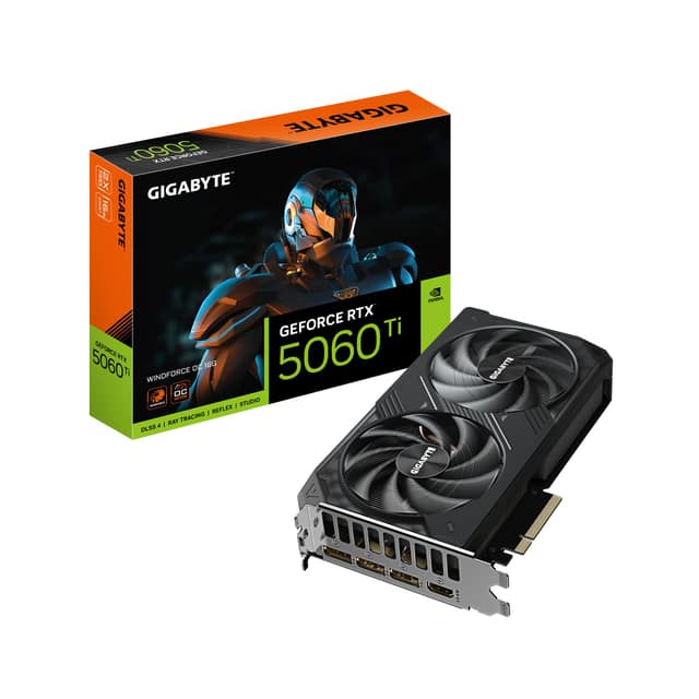 Κάρτα γραφικών GIGABYTE NVIDIA GeForce RTX 5060 Ti, 16 GB, GDDR7, 128 bit, PCIE 5.0 8x, GPU 2587 MHz, Διπλή ψύκτρα (GV-N506TWF2OC-16GD1.0)