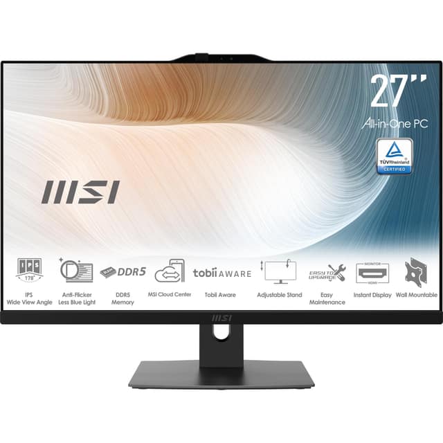 Monoblock PC MSI CPU Intel, Intel Core 5, 120U, RAM 16 GB, DDR5-SDRAM, Screen 27", 1920 x 1080 pixels, Storage 512 GB, SSDs 512 GB, Not available (MODERNAM272P1M-855EU)