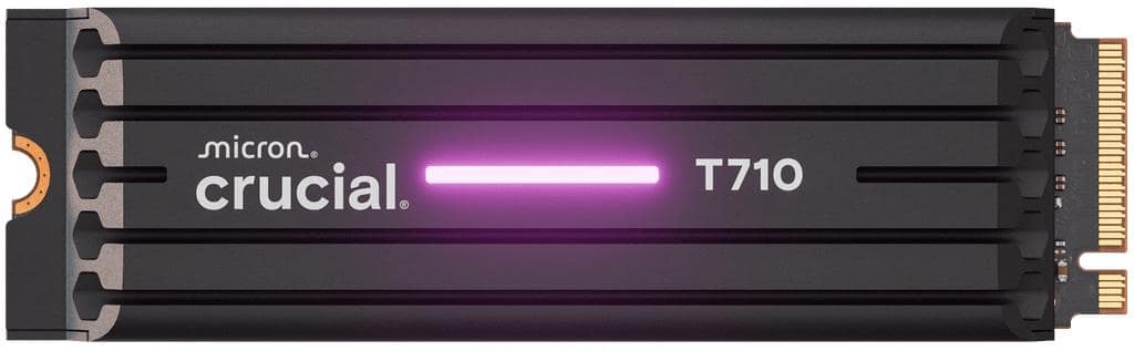 SSD CRUCIAL T710, 4TB, M.2, PCIe Gen5, NVMe, Write speed 13800 MBytes/sec, Read speed 14900 MBytes/sec, TBW 2400 TB (CT4000T710SSD5)