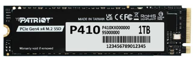 SSD PATRIOT 320xTBW βαθμολογία, NVMe Ναι, PCI Express, M.2, 1000 GB (P410P1TBM28H)