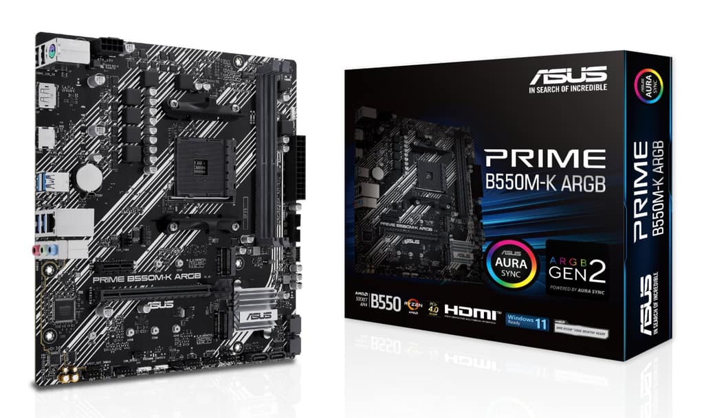 Μητρική Κάρτα ASUS AMD B550, SAM4, Micro-ATX, Μνήμη DDR4, Θέσεις μνήμης 2, 1xPCI-Express 3.0 1x, 1xPCI-Express 3.0 16x, 1xPCI-Express 4.0 16x, 1xM.2 (PRIMEB550M-KARGB)