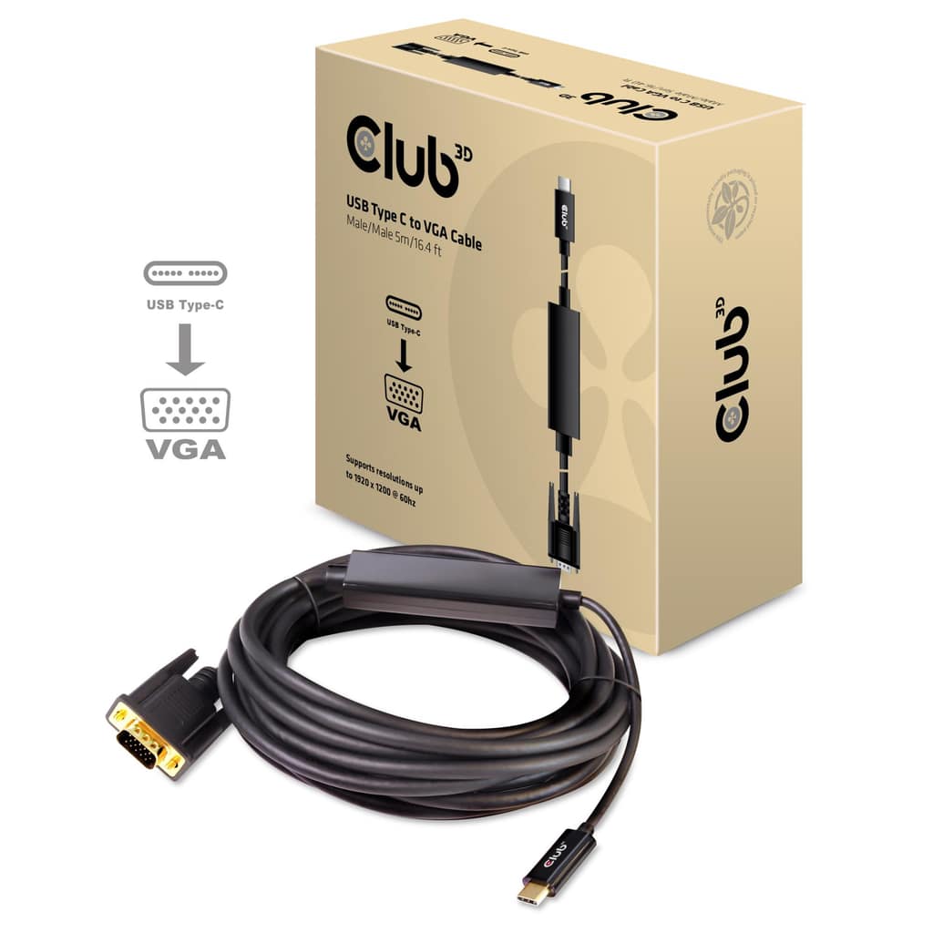 ΚΑΛΩΔΙΟ USB-C ΣΕ VGA 5M/M/M CAC-1512 CLUB3D