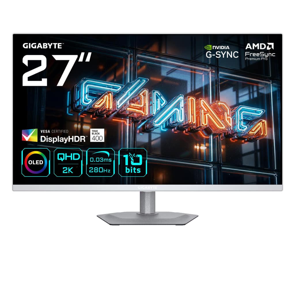 Οθόνη GIGABYTE 27", 2560 x 1440 pixels, Quad HD, Φυσική αναλογία διαστάσεων 16:9, QD-OLED, Flat (MO27Q2AICEEK)