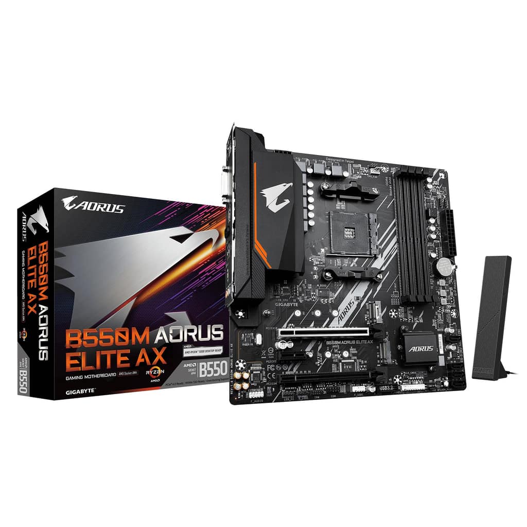Mainboard GIGABYTE AMD B550, Socket AM4, micro ATX, RAM DDR4-SDRAM, 4xSlots, Wi-Fi Yes, Bluetooth Yes, 2xNumber of M.2 (M) slots (B550MAORUSELITEAX1.4)